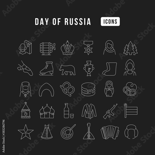 Vector Line Icons of Day of Russia