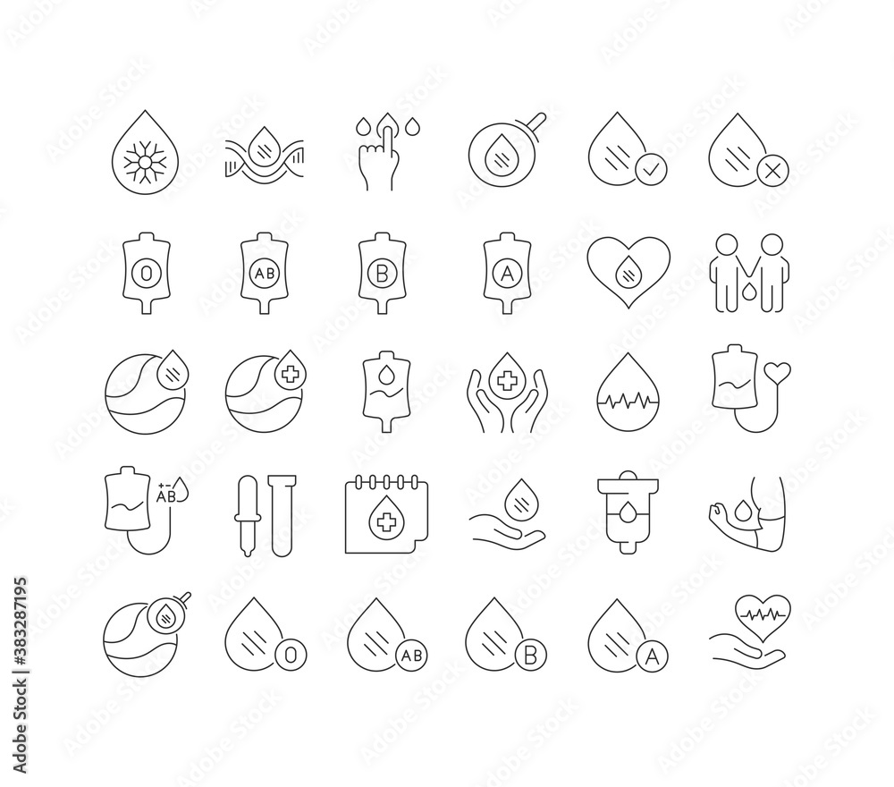 Vector Line Icons of World Blood Donor Day Vector Line Icons of World Blood Donor Day