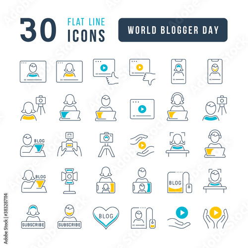 Vector Line Icons of World Blogger Day