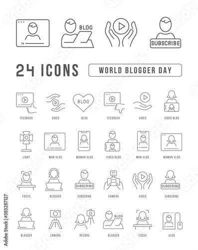 Vector Line Icons of World Blogger Day
