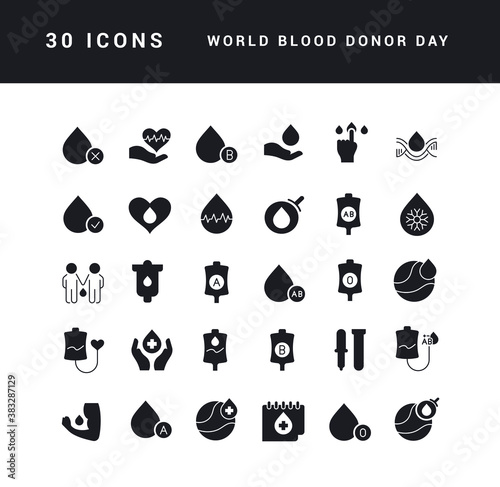 Vector Simple Icons of World Blood Donor Day