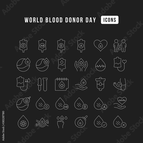 Vector Line Icons of World Blood Donor Day