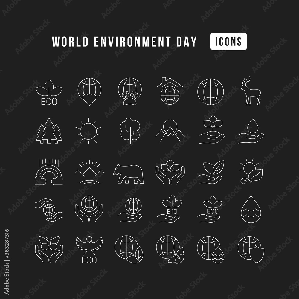 Vector Simple Icons of World Environment Day