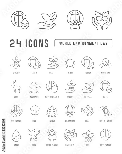 Vector Simple Icons of World Environment Day