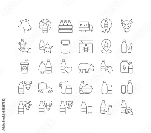 Vector Line Icons of World Milk Day