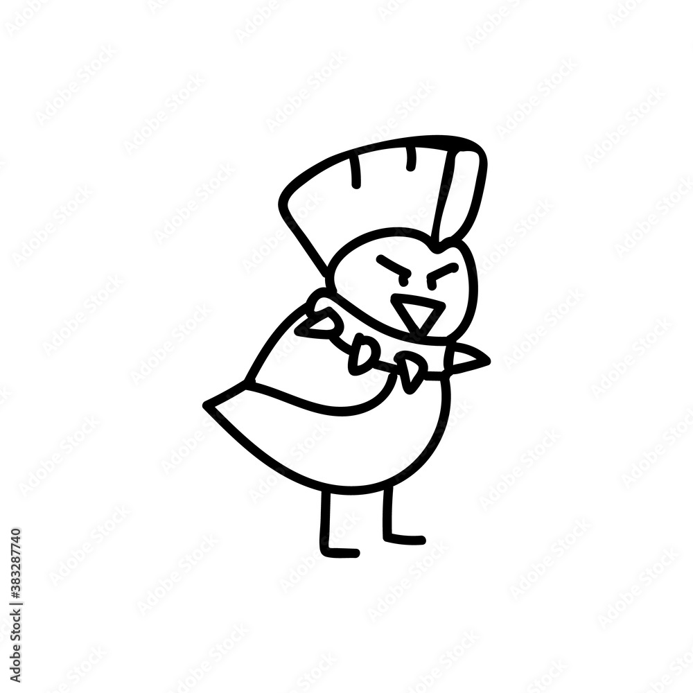 Punk rock chicken chick monochrome lineart illustration clipart. Simple ...