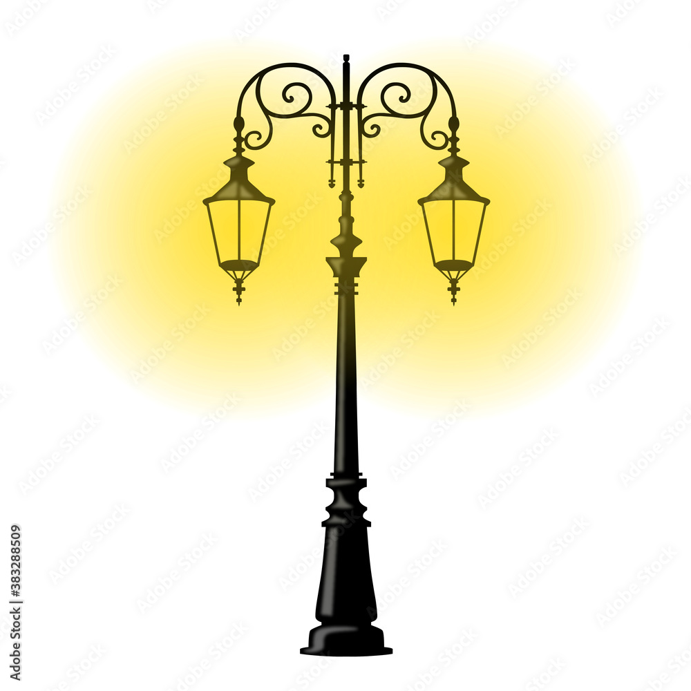 Obraz premium Illustration of an illuminated street lamp / Isolated