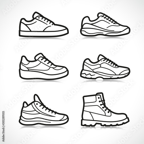 Vector sports shoes icons set