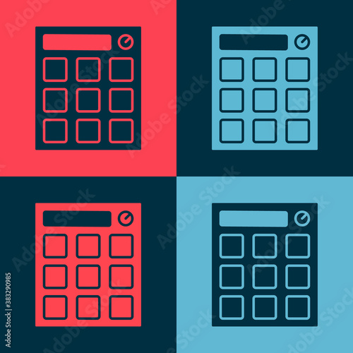 Pop art Drum machine music producer equipment icon isolated on color background. Vector.