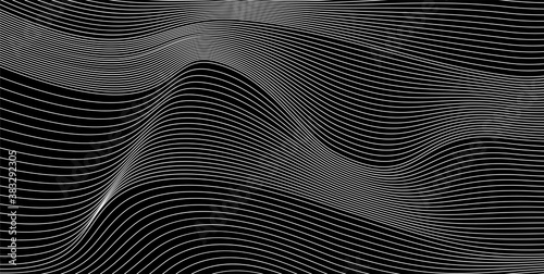 Abstract minimal vector background with wavy blend lines. Black backdrop for templates, presentations, banners
