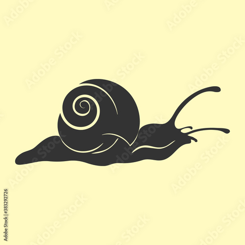 icon snail animal, hand drawn silhouette in black and white colours, vector illustration