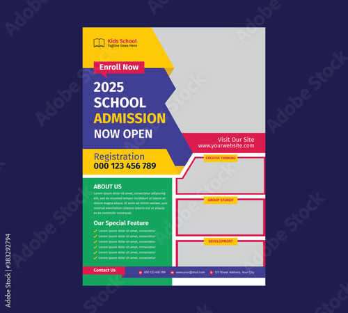 Kids school education admission flyer template
