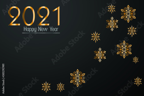 2021 Happy New Year elegant design - vector illustration of golden 2021 logo numbers on darkbackground - perfect typography .Classy 2021 Happy New Year background. Golden design for Christmas and New 