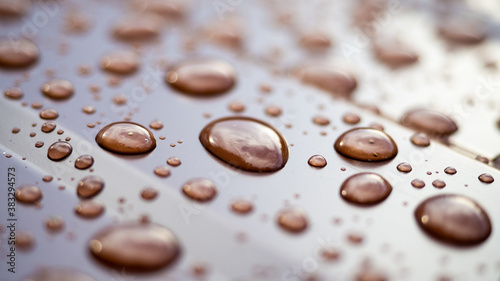 raindrops on the metal profile sheet
