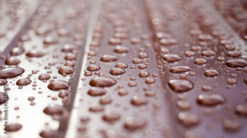 raindrops on the metal profile sheet