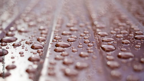 raindrops on the metal profile sheet
