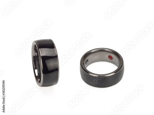 Modern electronic gadget-smart ring on white background