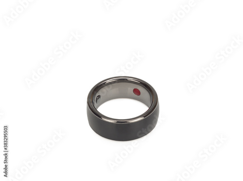 Modern electronic gadget-smart ring on white background