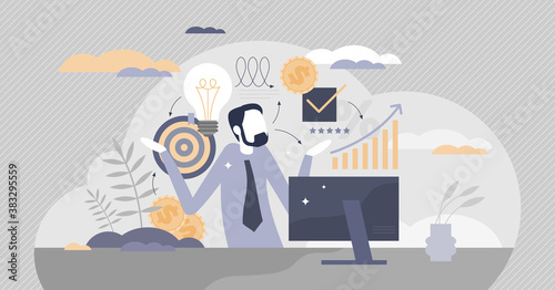 Confused product manager as unprofessional employee work tiny person concept