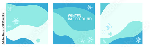 Vector set of winter backgrounds in minimal trendy style with space for text - design templates for social media stories and posts