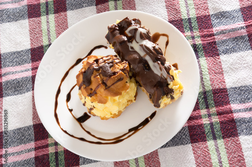 Cream Pies on a white plate photo