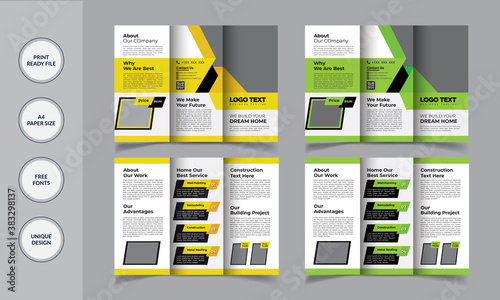 Construction trifold brochure Design  Template, Vector A4 Size.
Template details:
Easy Customization and Editable
3 Color Version
Full Vector Eps  file
Size: A4 (210X297)
300 DPI resolutions