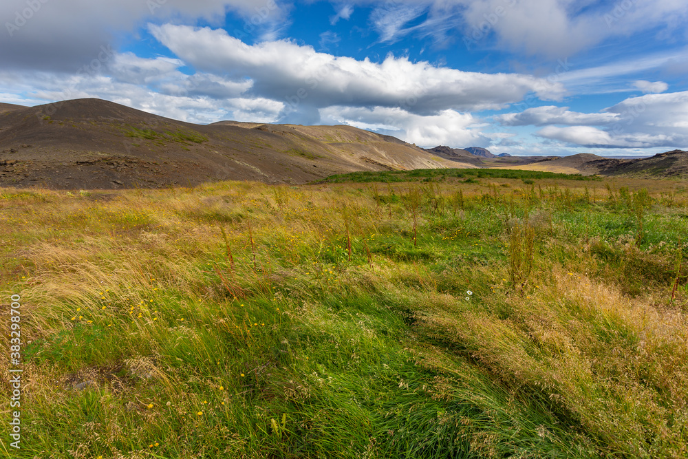 Travel to Iceland. Beautiful Icelandic landscape with mountains.