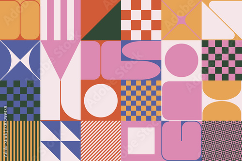 Digital Graphics Pattern Design Artwork With Abstract Geometric Vector Shapes