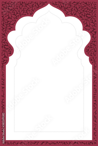 Indian frame with leaves texture on white background - Vector