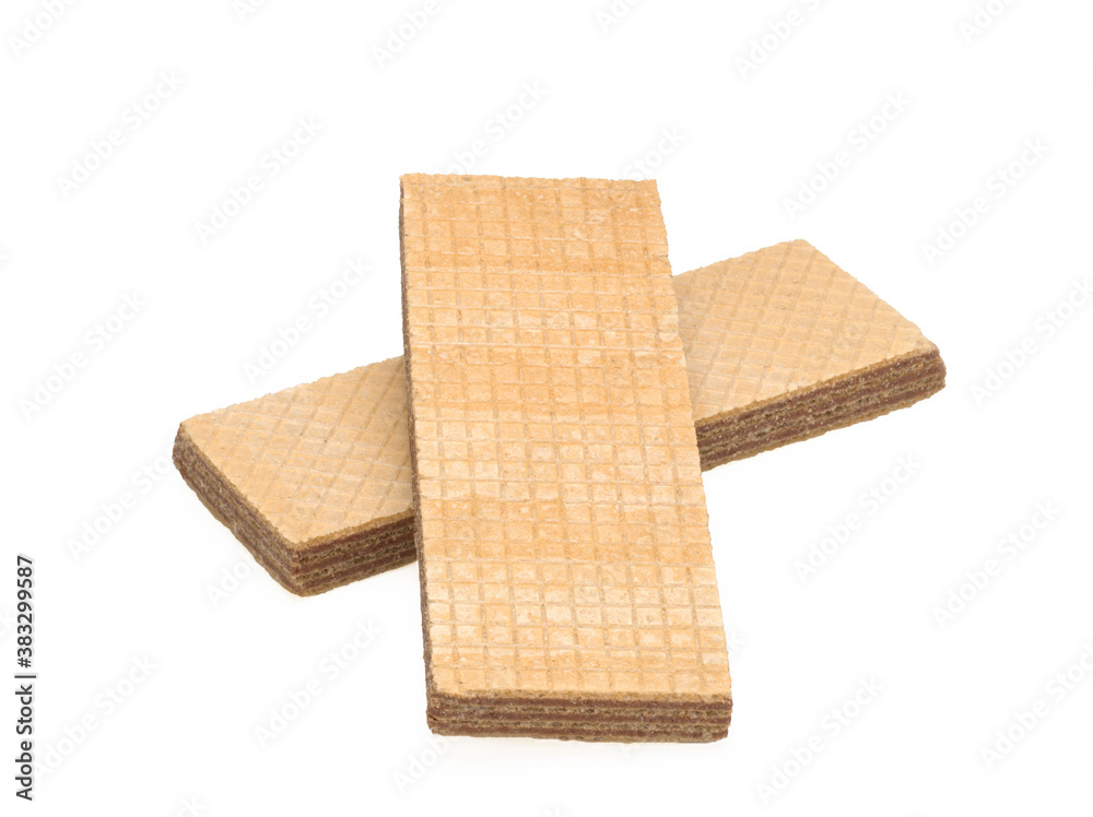Two biscuit waffles on a white background Two biscuit waffles on a white background