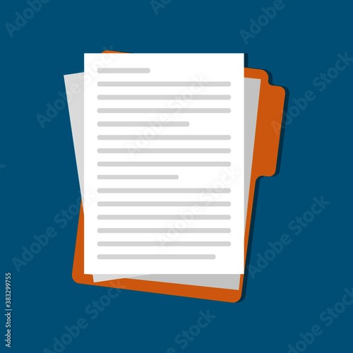 Contract papers. Document icon. Folder and text. Stack of agreements document © Nastudio