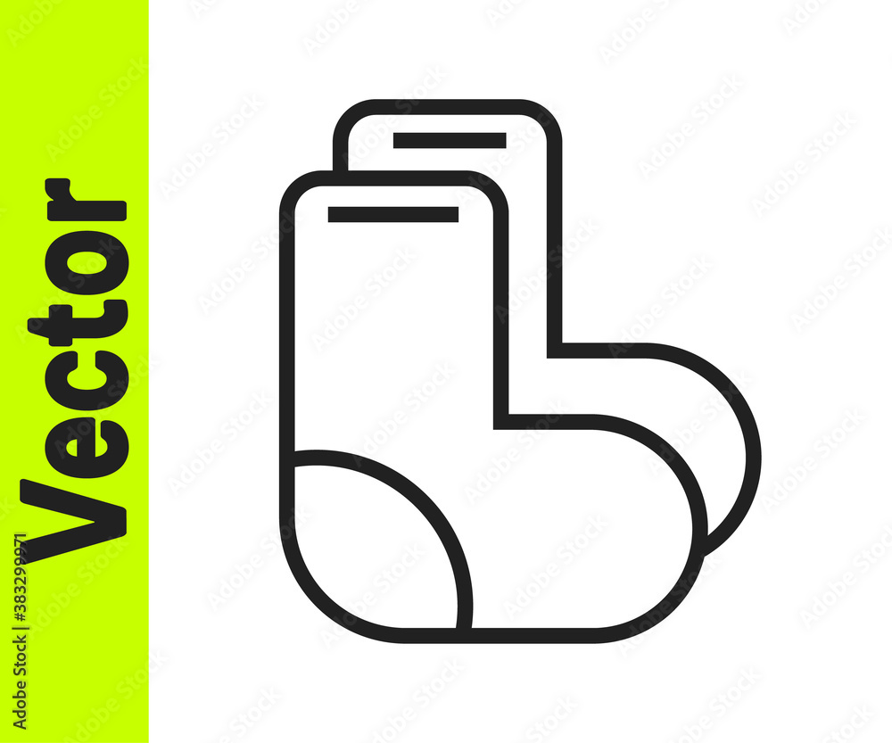 Black line Valenki icon isolated on white background. National Russian winter footwear. Traditional warm boots in Russia. Vector.