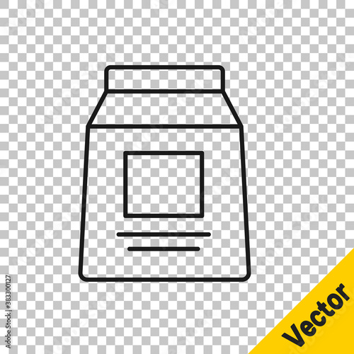 Black line Sports nutrition bodybuilding proteine power drink and food icon isolated on transparent background. Vector.