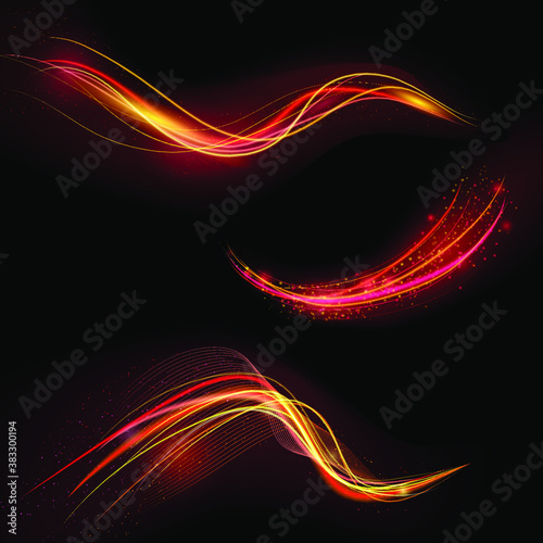 abstract wave glowing waves, gold glitter particles vector golden light swirl, shining trail for christmas background for space design or fashion