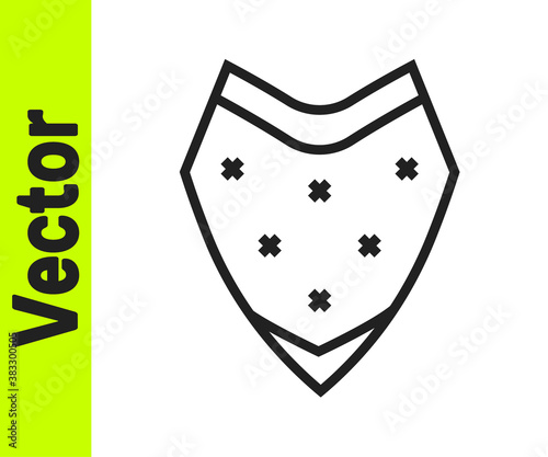 Black line Traditional mexican poncho clothing icon isolated on white background. Vector.