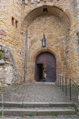 Gate of the historic castle in the old town in Alzey   Germany  now the district court of Alzey