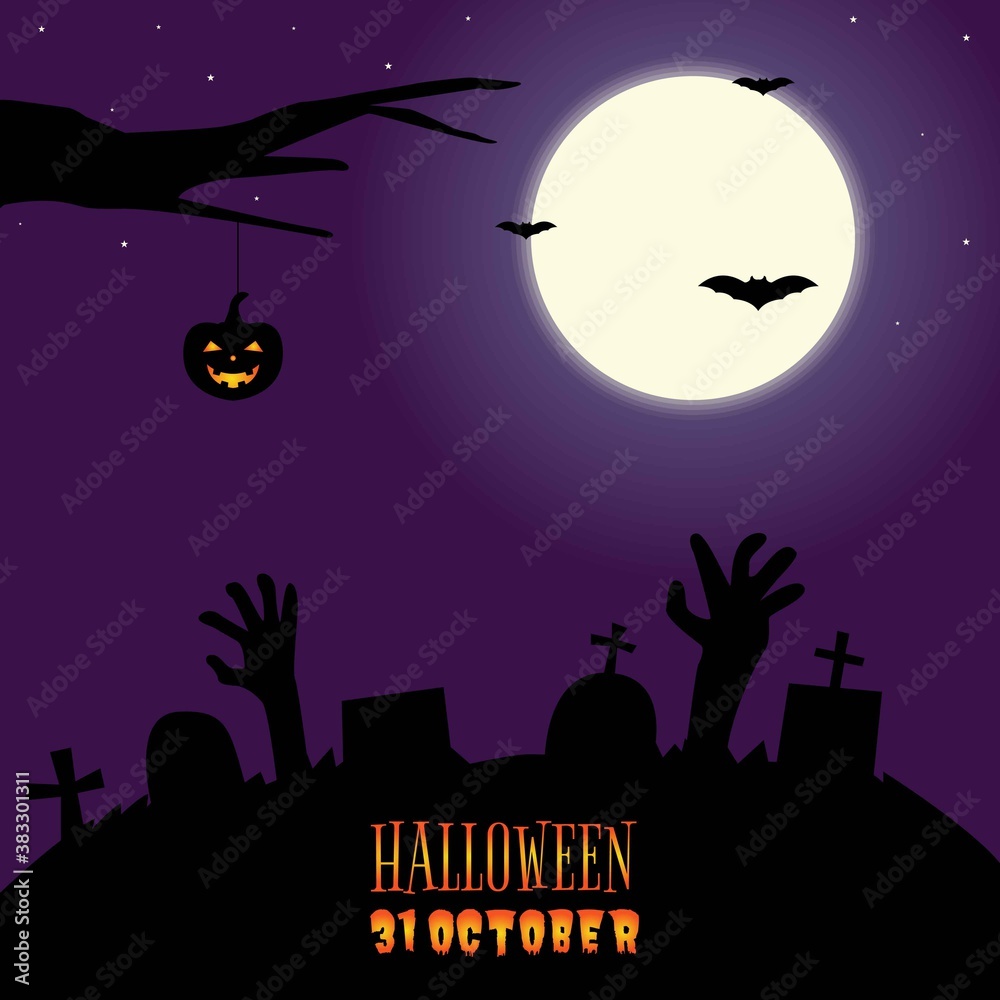 Illustration vector design of Halloween landscape background template