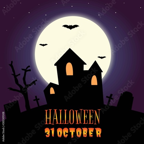 Illustration vector design of Halloween landscape background template