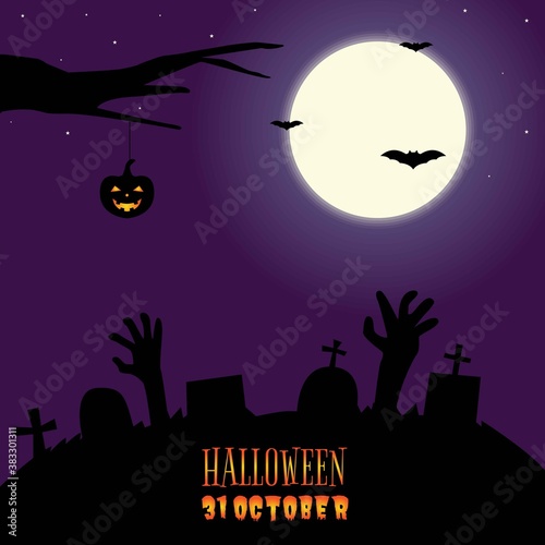 Illustration vector design of Halloween landscape background template