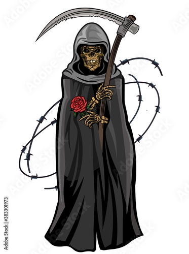 Death grim reaper with rose