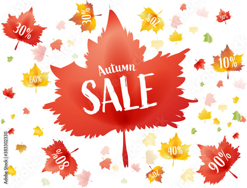 Autumn sale background banner with autumn leaves.