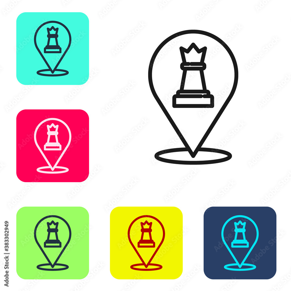 Black line Chess icon isolated on white background. Business strategy. Game, management, finance. Set icons in color square buttons. Vector. Black line Chess icon isolated on white background. Business strategy. Game, management, finance. Set icons in color square buttons. Vector.