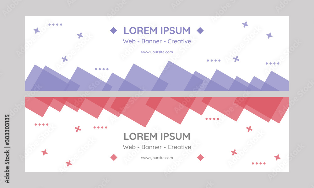 Red and blue web banner simply template vector design