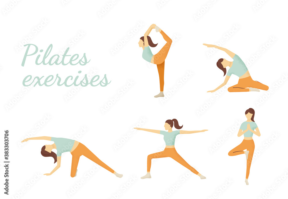 Woman in yoga/pilates positions pack 