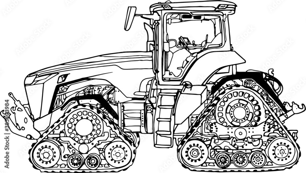 Vector drawing of the tractor. The drawing is inspired by a real
