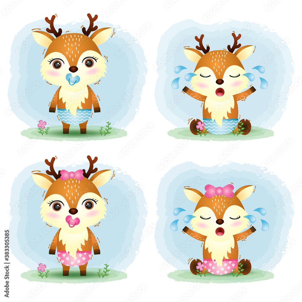 Obraz premium cute baby deer collection in the children's style