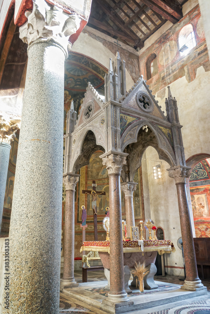 Fototapeta premium Ciborium in Santa Maria in Cosmedin church - Rome Italy