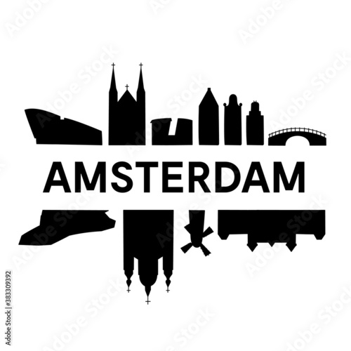 Amsterdam skyline. Vector illustration. Original design for souvenirs