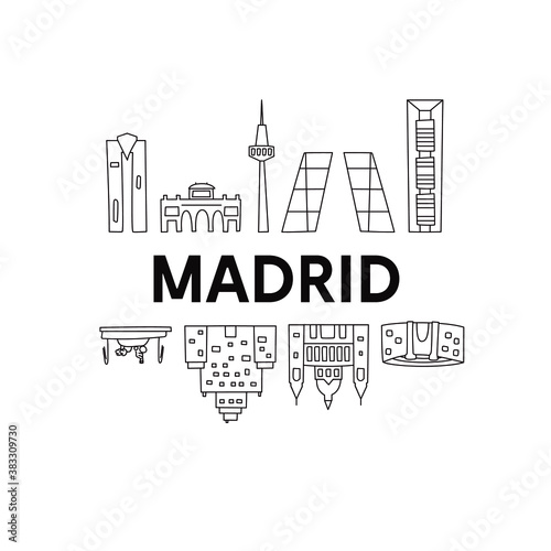 Madrid skyline. Doodle style. Vector illustration. Original design for souvenirs