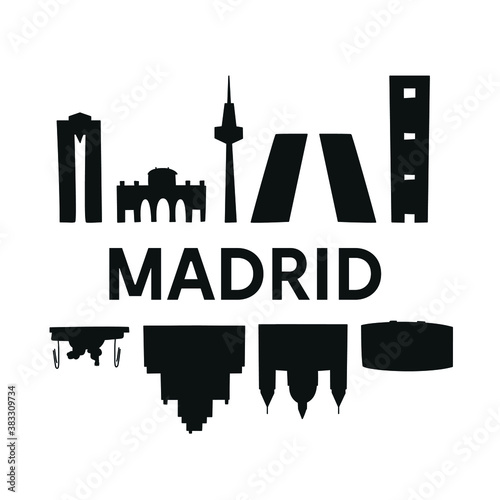 Madrid skyline. Vector illustration. Original design for souvenirs